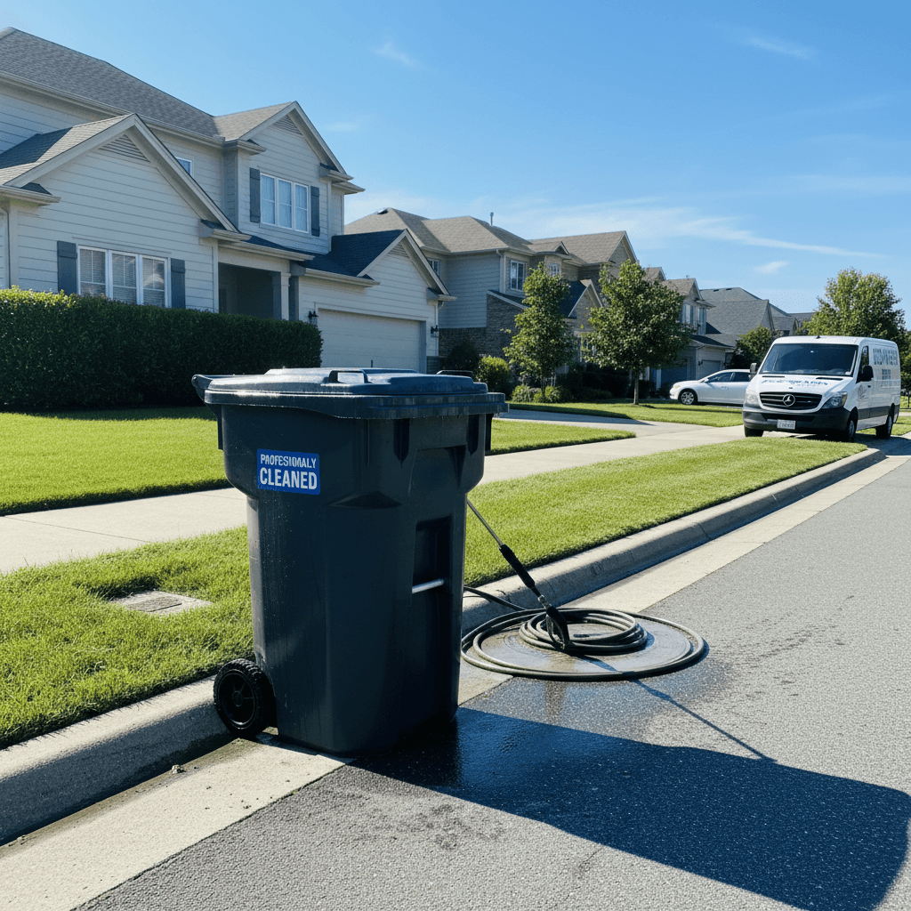 Clean trash bin at the curb after a service appointment